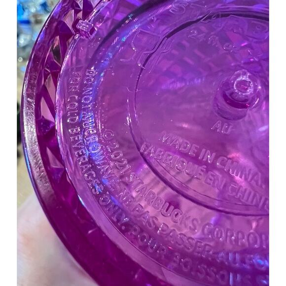 Starbucks Jeweled Pink Taffy Iridescent Tumbler 2021 Venti 24 oz Cold Cup - Picture 9 of 9